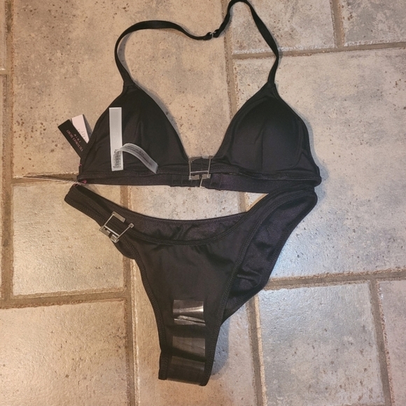 NWT Victoria's Secret Woman's Bikini 2 Piece Black Swimsuit Sz L - Picture 9 of 11